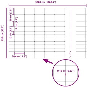 Cerca de Campo 1,5x50 m Aço Galvanizado