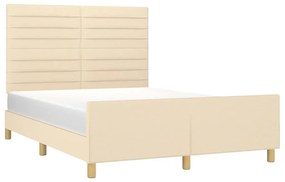 Estrutura de cama sem colchão 140x200 cm tecido cor creme
