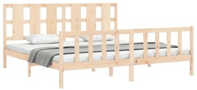 Estrutura de cama com cabeceira 180x200 cm madeira maciça