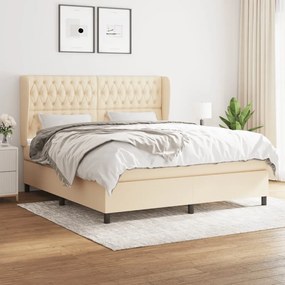 vidaXL Cama com molas/colchão 180x200 cm tecido cor creme