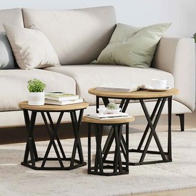 Mesas Laterais Empilháveis vidaXL 3 pcs Carvalho Artisan em Madeira Compensada