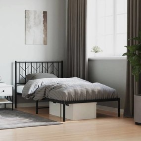vidaXL Estrutura de cama com cabeceira 100x200 cm metal preto