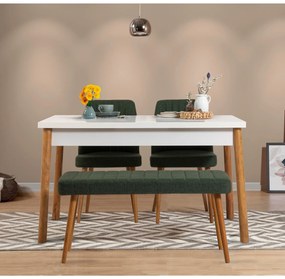 Conjunto de Mesa e Cadeiras Costa – Pinheiro Atlântico Branco Verde –