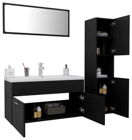 Conjunto de móveis de casa de banho derivados madeira preto