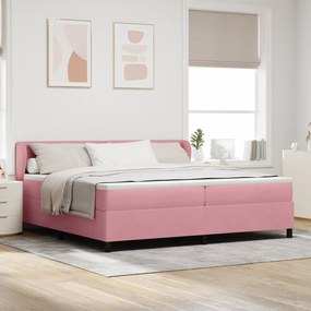 Cama Box com Colchão vidaXL Rosa 200x200 cm Veludo