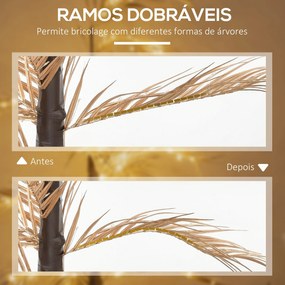 Árvore Palmeira com 150 Luzes LED IP44 Branco Quente Árvore Decorativa para Sala de Estar Festas Interior 21x21x150cm Dourado