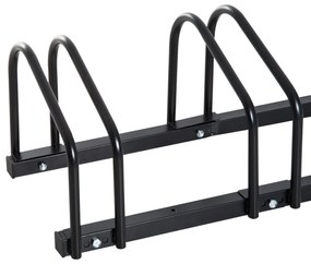HOMCOM Estacionamento para 4 Bicicletas Suporte de Aço para Estacionar Bicicletas no chão para Interior e Exterior 100x33x27cm Preto