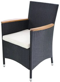 Cadeiras de jardim 2 pcs com almofadões em vime PE preto