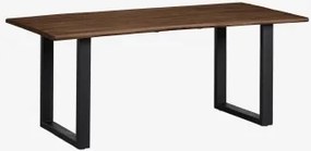 Mesa De Jantar Retangular 180x90 Cm Em Madeira De Acácia E Aço Maupi Preto - Sklum