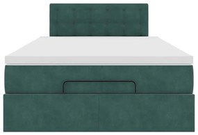 Estrutura de cama otomana com colchão verde escuro veludo
