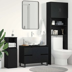 vidaXL Armário de Banheiro com gaveta Carvalho preto 80 x 33 x 60 cm