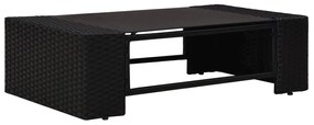 10 pcs conjunto lounge de jardim c/ almofadões vime PE preto