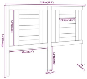 Cabeceira de cama 126x4x100 cm pinho maciço castanho mel