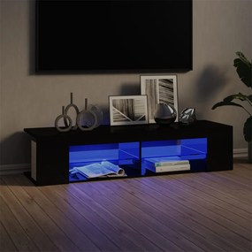 vidaXL Móvel de TV com luzes LED 135x39x30 cm preto brilhante