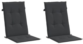 Almofadões para cadeiras altas de jardim 2 pcs tecido preto