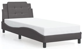Estrutura de cama com luzes LED 90x200cm couro artificial cinza