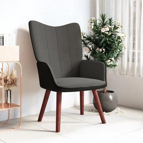 Cadeira de descanso PVC e veludo cinzento-escuro