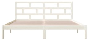 Estrutura de cama 140x190 cm madeira de pinho maciça branco
