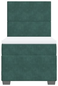 Cama com molas/colchão 80x200 cm veludo verde-escuro