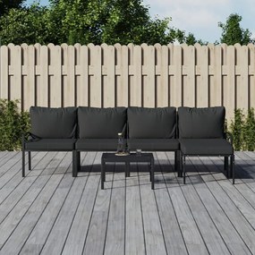 vidaXL 6 pcs conjunto lounge de jardim aço c/ almofadões cinzentos