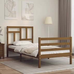 vidaXL Estrutura cama cabeceira 90x200 cm madeira maciça castanho-mel