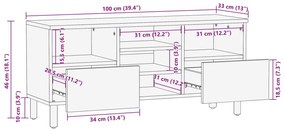 Estante para TV vidaXL 100x33,5x46 cm Madeira Sólida de Acácia