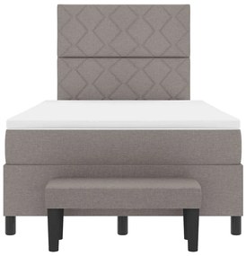 Cama Box Spring com Colchão e Banco Taupe 120x200 cm Tecido