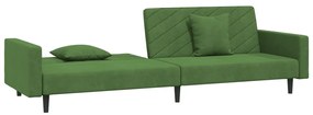 Sofá-cama 2 lugares com duas almofadas veludo verde-escuro