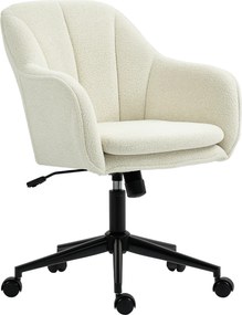 Cadeira de escritório, cadeira ergonómica de escritório com regulação de altura, cadeira giratória, função de balanço, bege
