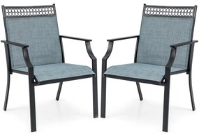 Conjunto de 2 cadeiras de pátio com tecido respirável para todas as condições climáticas - marrom