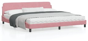 373257 vidaXL Estrutura de cama c/ cabeceira 200x200 cm veludo rosa