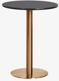 Mesa De Bar Redonda Em Pedra Natural Xiren Ø60 Cm & Mármore Nero Marquina - Ouro Rosa Escovado - Sklum