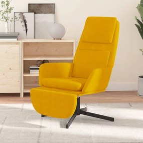 vidaXL Cadeira de descanso com apoio de pés veludo amarelo mostarda