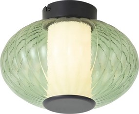 Candeeiro de Teto de Design Preto 28cm com Vidro Verde Incl. LED Regulável em 3 Passos - Margherite