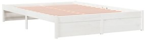 Estrutura de cama king 150x200 cm madeira maciça branco