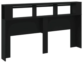 Cabeceira cama c/ LEDs 180x18,5x103,5 cm deriv. madeira preto