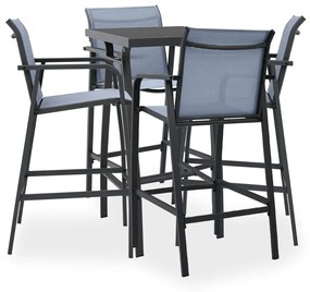 vidaXL 5 pcs conjunto de bar para jardim preto e cinzento