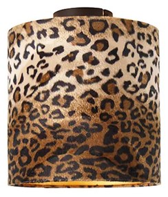 Candeeiro de teto preto mate com cúpula de padrão de leopardo 25 cm - Combi Clássico / Antigo