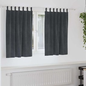 Cortinas Blackout vidaXL com Laços 2 pcs Veludo Cinza Claro