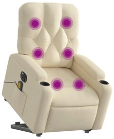 Poltrona elétrica elevatória massagens tecido creme