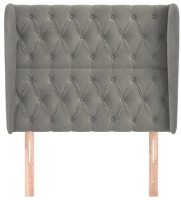 Cabeceira cama c/ abas veludo 103x23x118/128 cm cinzento-claro