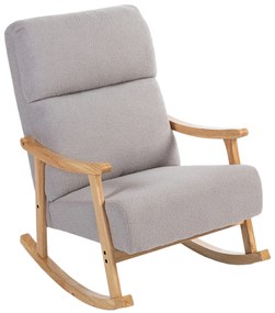 HOMCOM Poltrona Baloiço Moderna em Borrego com Apoio para os Braços de Madeira de Faia Poltrona de Amamentação 65x90x98 cm Cinza | Aosom Portugal