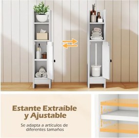 Armário de casa de banho  20 x 18 x 80 cm pequeno com porta e prateleiras ajustáveis para casa de banho 20 x 18 x 80 cm Branco