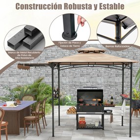 Tenda de Jardim para Churrasco, 318 x 153 cm (GRELHADOR NÃO INCLUIDO), Toldo Lateral, Bege