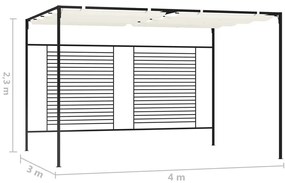 Gazebo com telhado retrátil 3x4x2,3 m 180 g/m² cor creme
