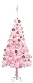 vidaXL Árvore Natal artificial pré-iluminada c/ bolas PVC rosa
