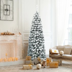 Árvore de Natal 180cm com Neve Artificial Agulhas de PVC 500 Pontas Suporte de Metal Neve Decorativa para Festa Verde