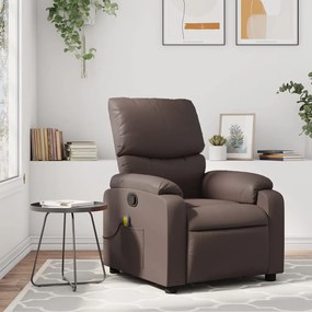 vidaXL Poltrona de massagens reclinável couro artificial castanho