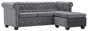 vidaXL Sofá chesterfield forma de L veludo 199x142x72 cm cinzento