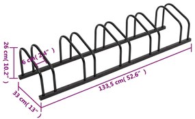 Suporte para 5 bicicletas aço preto